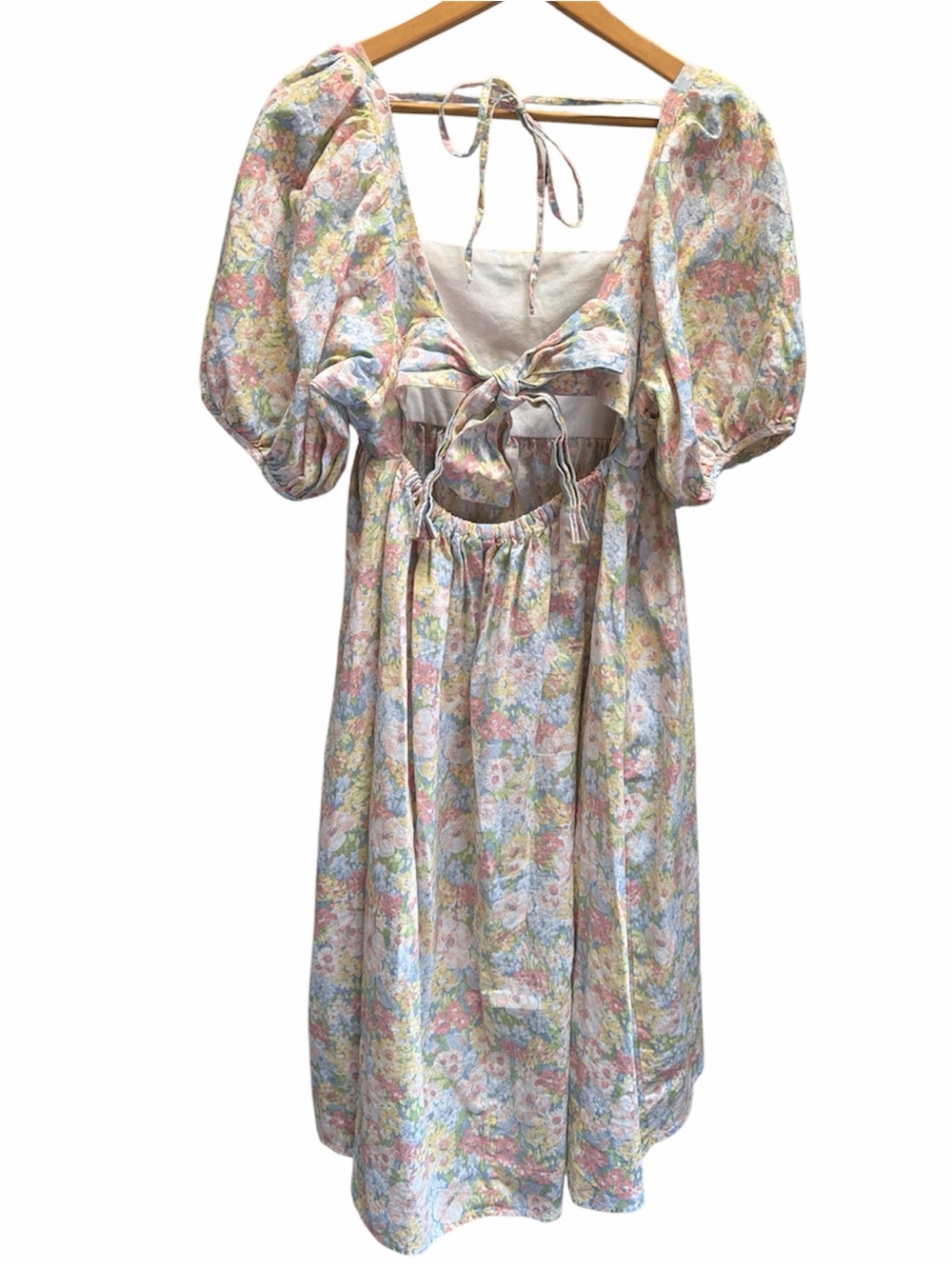 Joe Fresh x Jillian Harris FloralSquare-Neck Puff Sleeve Midi Dress Size S - Picture 3 of 8